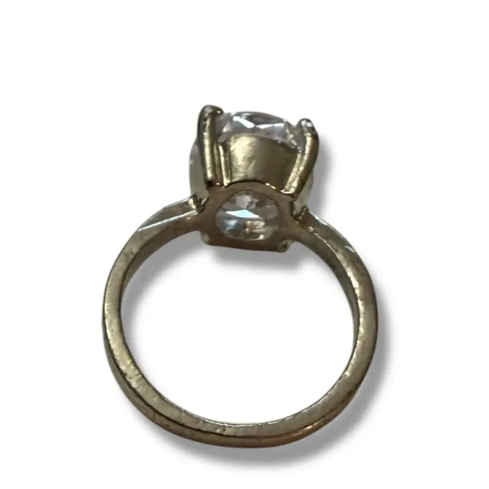 Faux Diamond CZ Solitaire Engagement Silver Ring Size 6.5